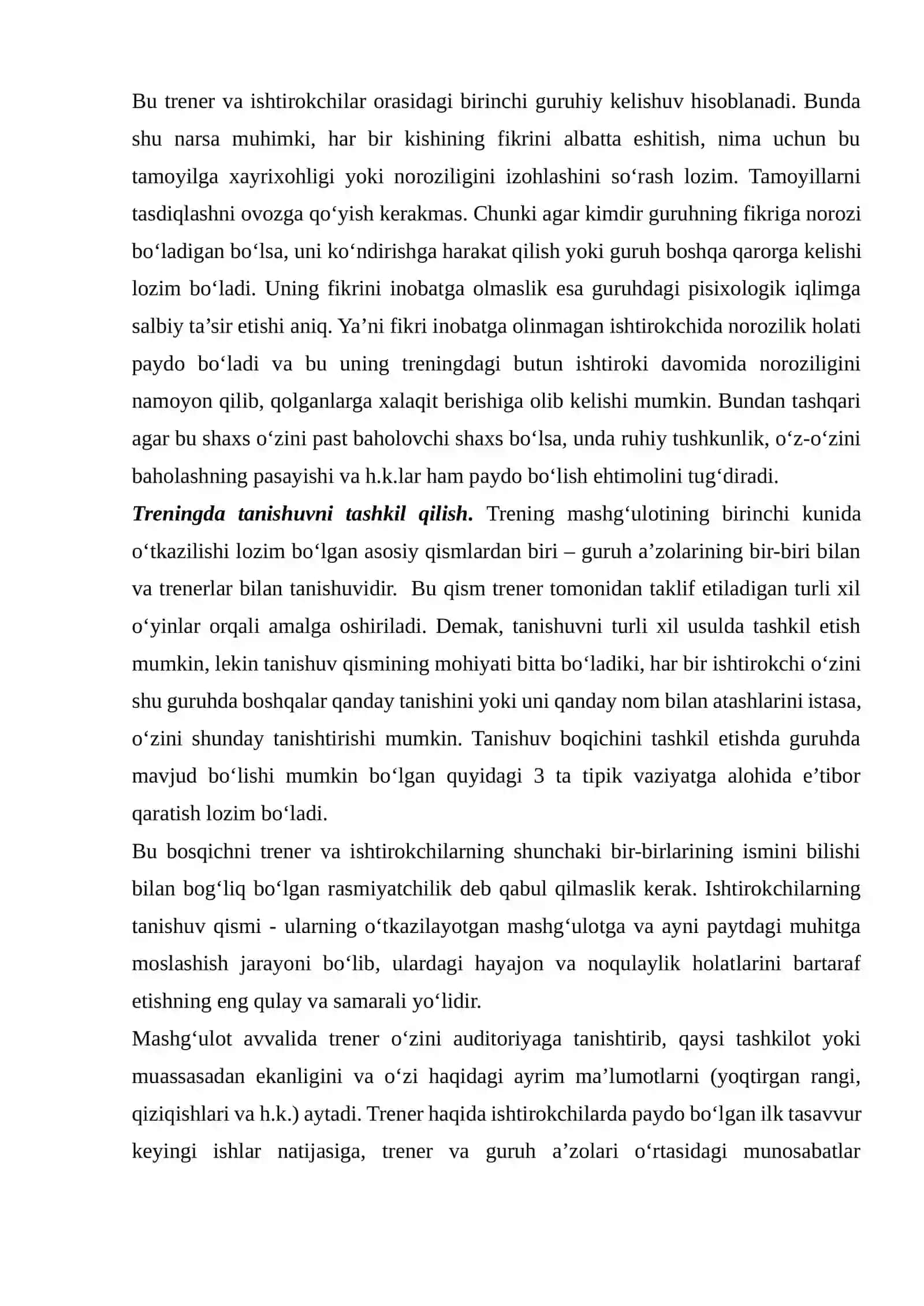 Treningning muhim jihatlari 3