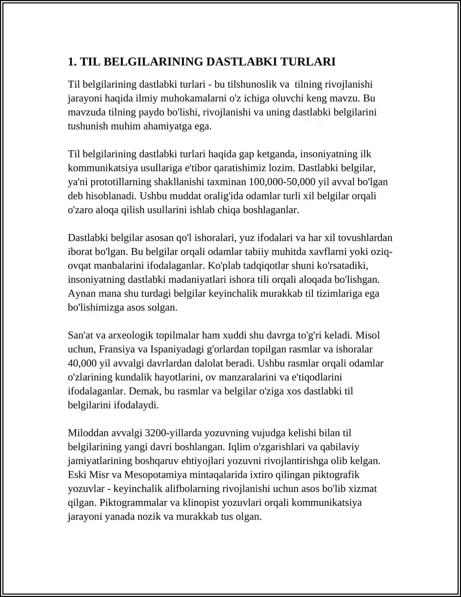 TIL BELGILARINING DASTLABKI TURLARI 3
