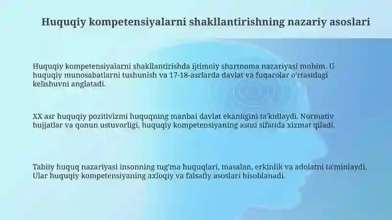 O'quvchilarni huquqiy kompetensiyalarini shakllantirish metodikasi 3