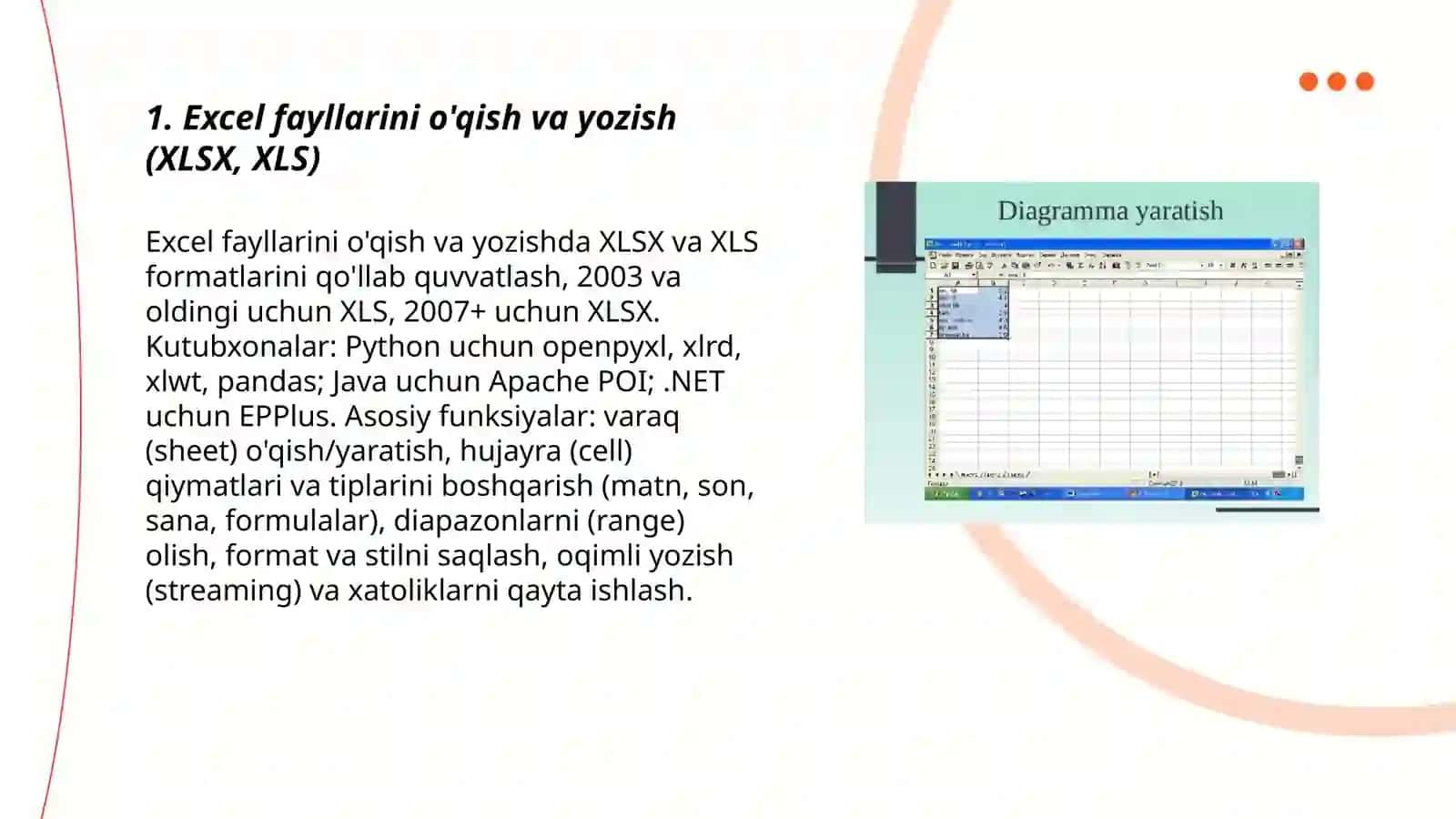 Excel fayllari bilan ishlash dasturini yaratish 3