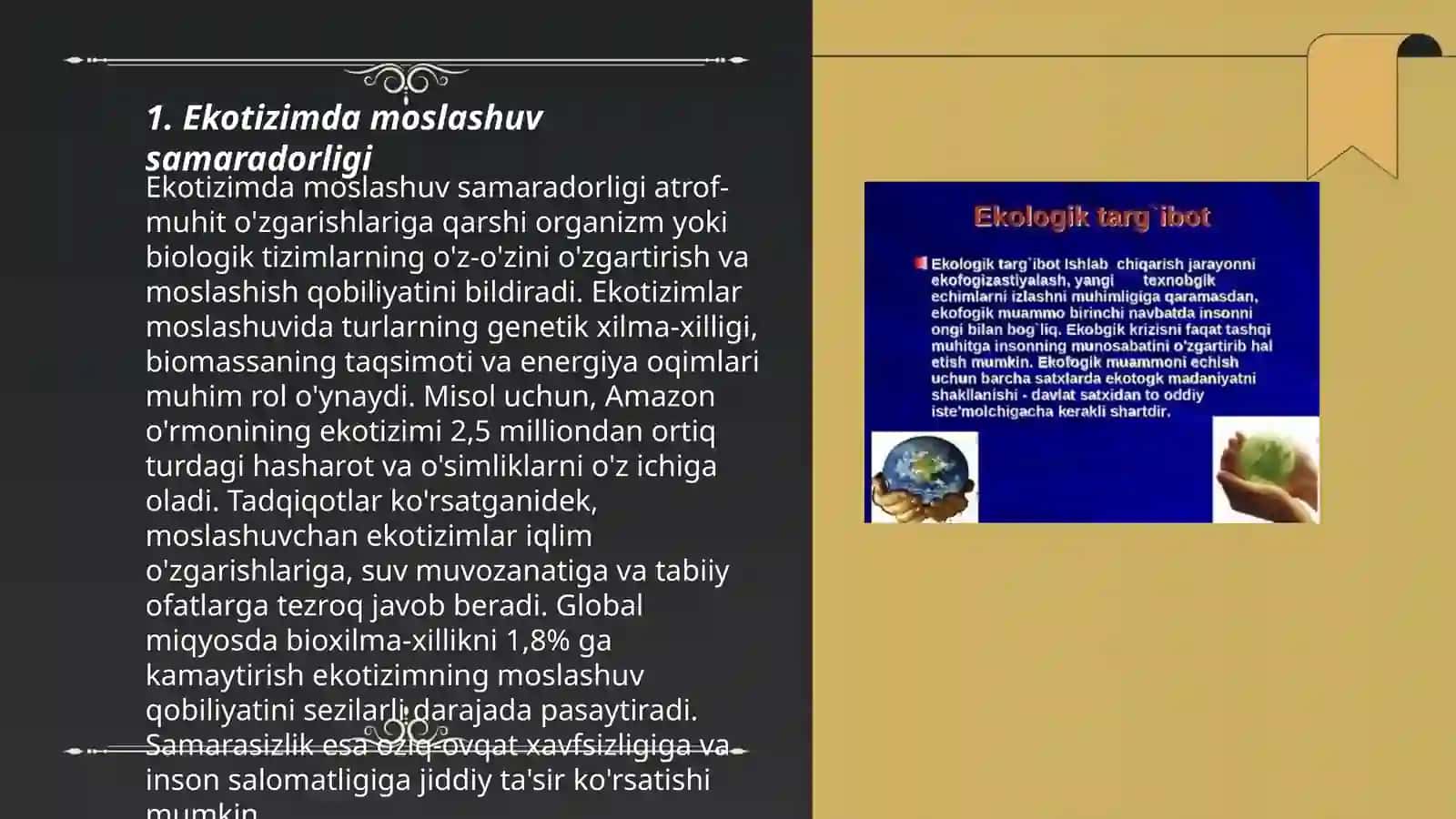 Ekotizimda moslashuv samaradorligi 3