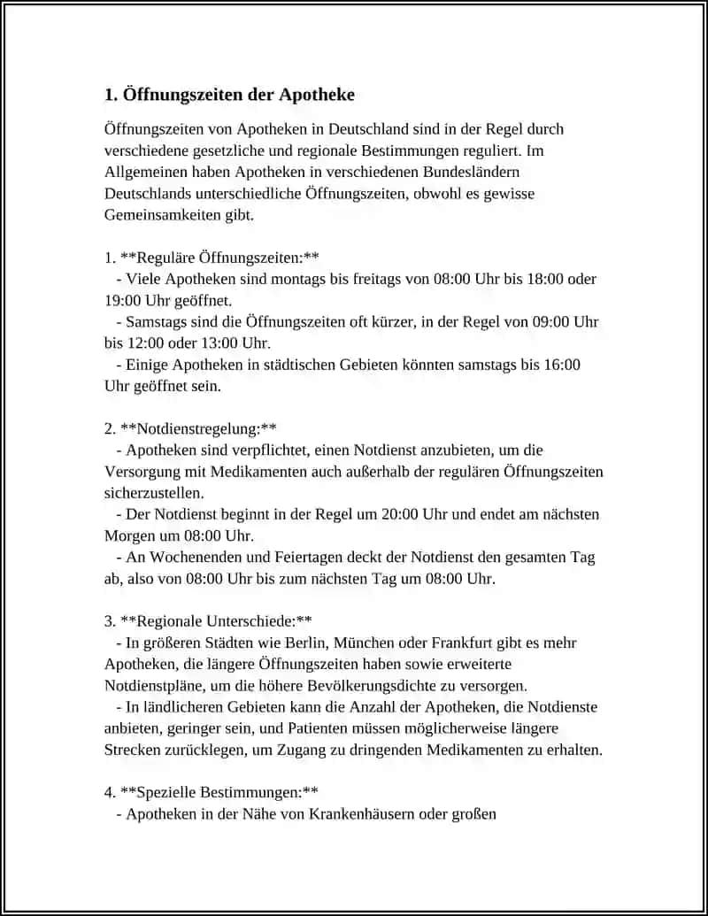 Öffnungszeiten der Apotheke 3