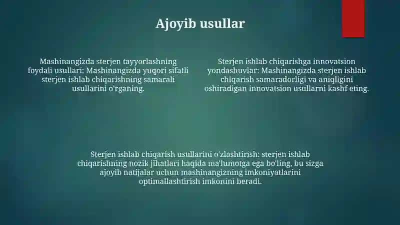 Sterjenlarni Mashinada Tayyorlash 3