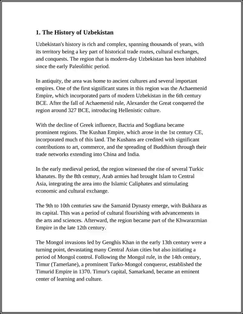 WRITE AN ESSAY ABOUT UZBEKISTAN 3