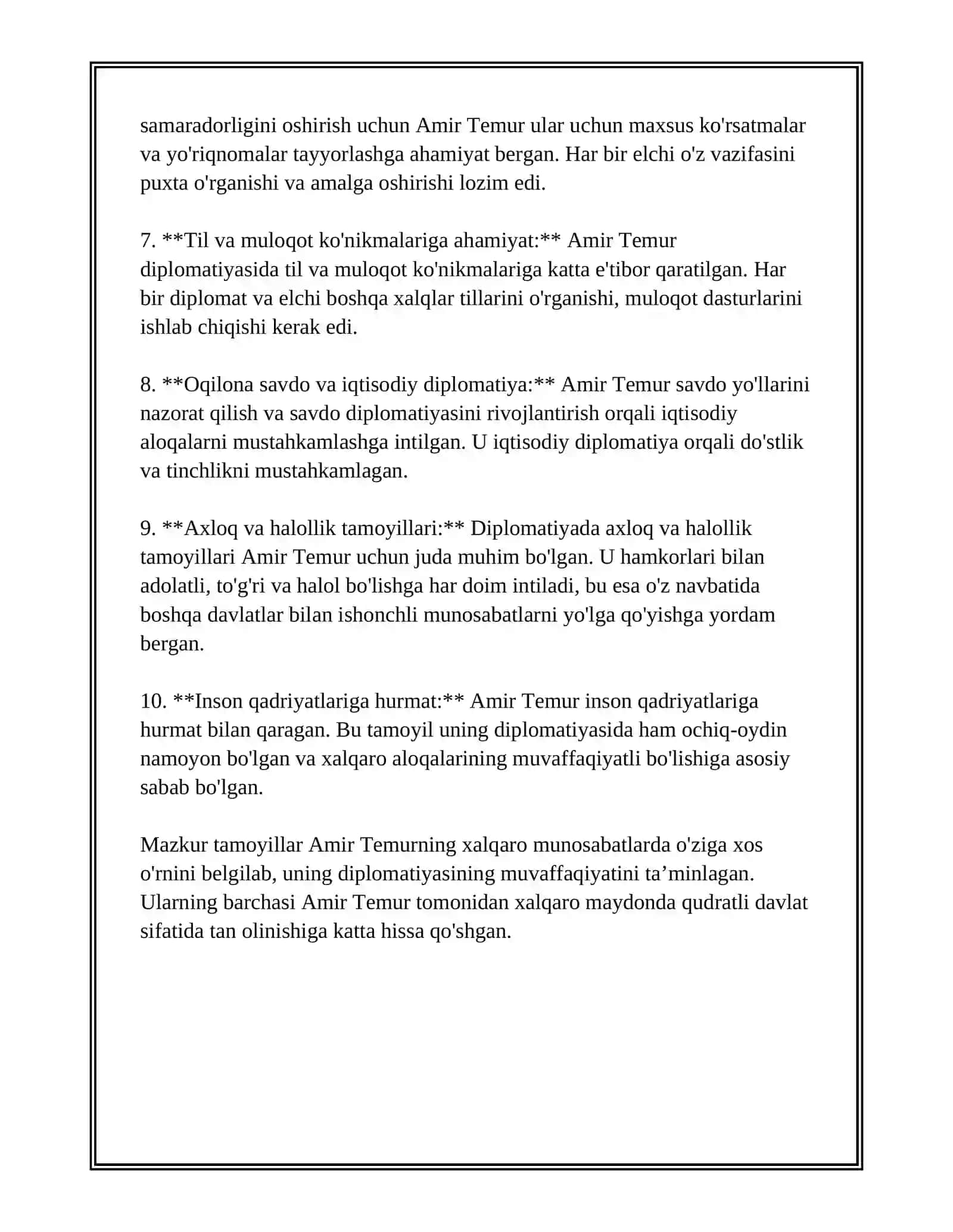 AMIR TEMUR DIPLOMATIYASINING O'ZIGA XOS XUSUSIYATLARI 3