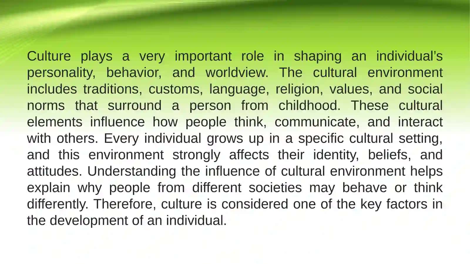 The Influence of Cultural Environment on the Individual 3