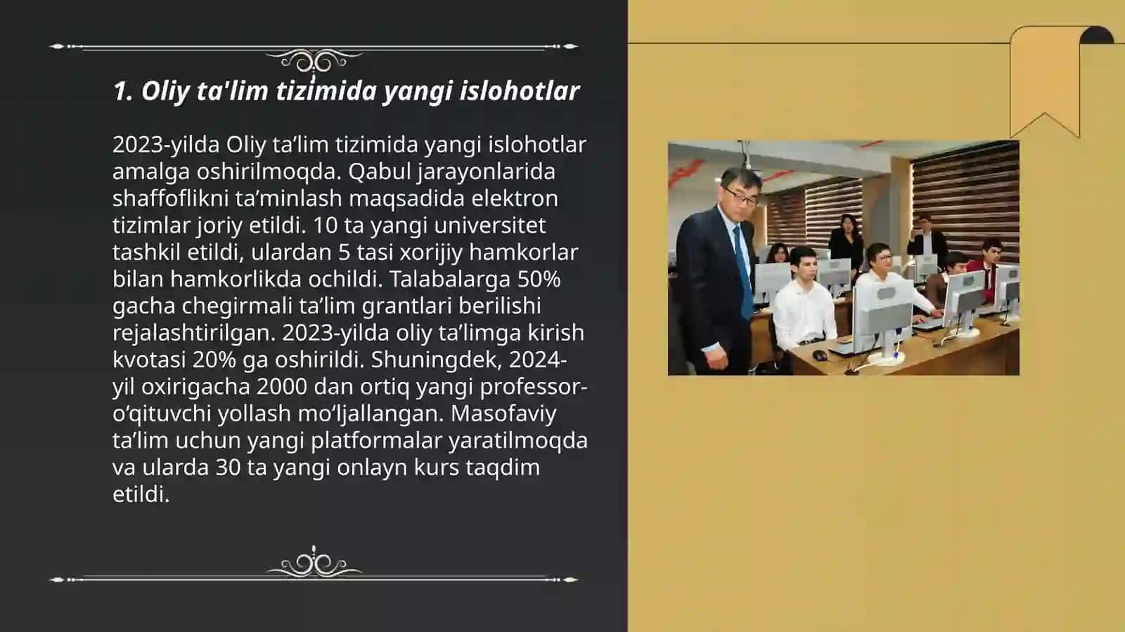 Oliy ta'lim tizimidagi o'zgarishlar, islohotlar 3
