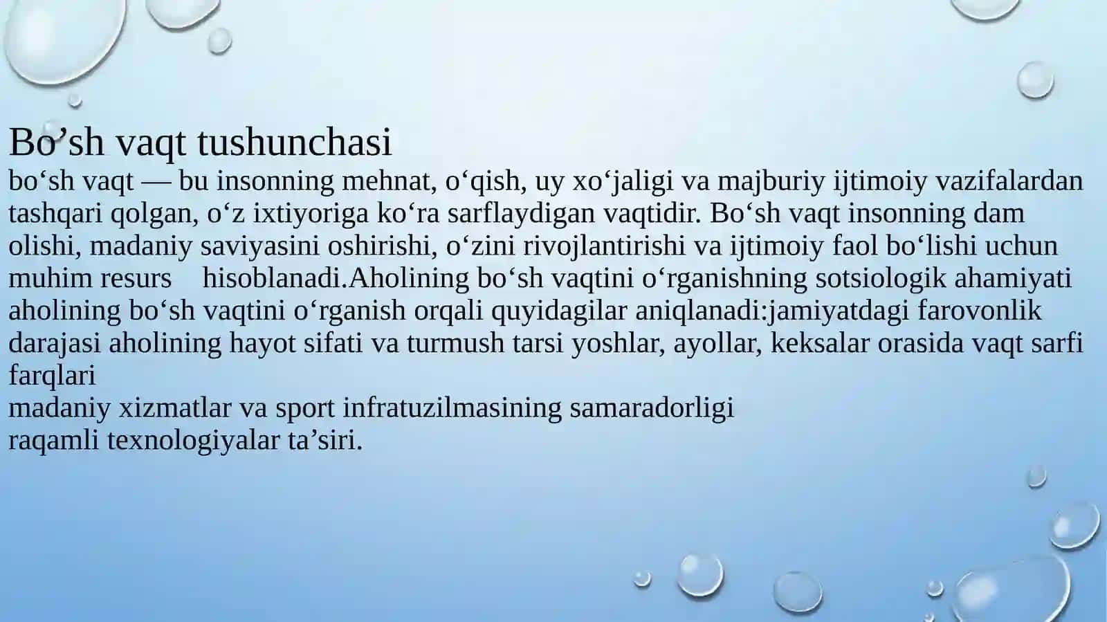 AHOLINING BO‘SH VAQTI VA UNING SARFLANISHI 3