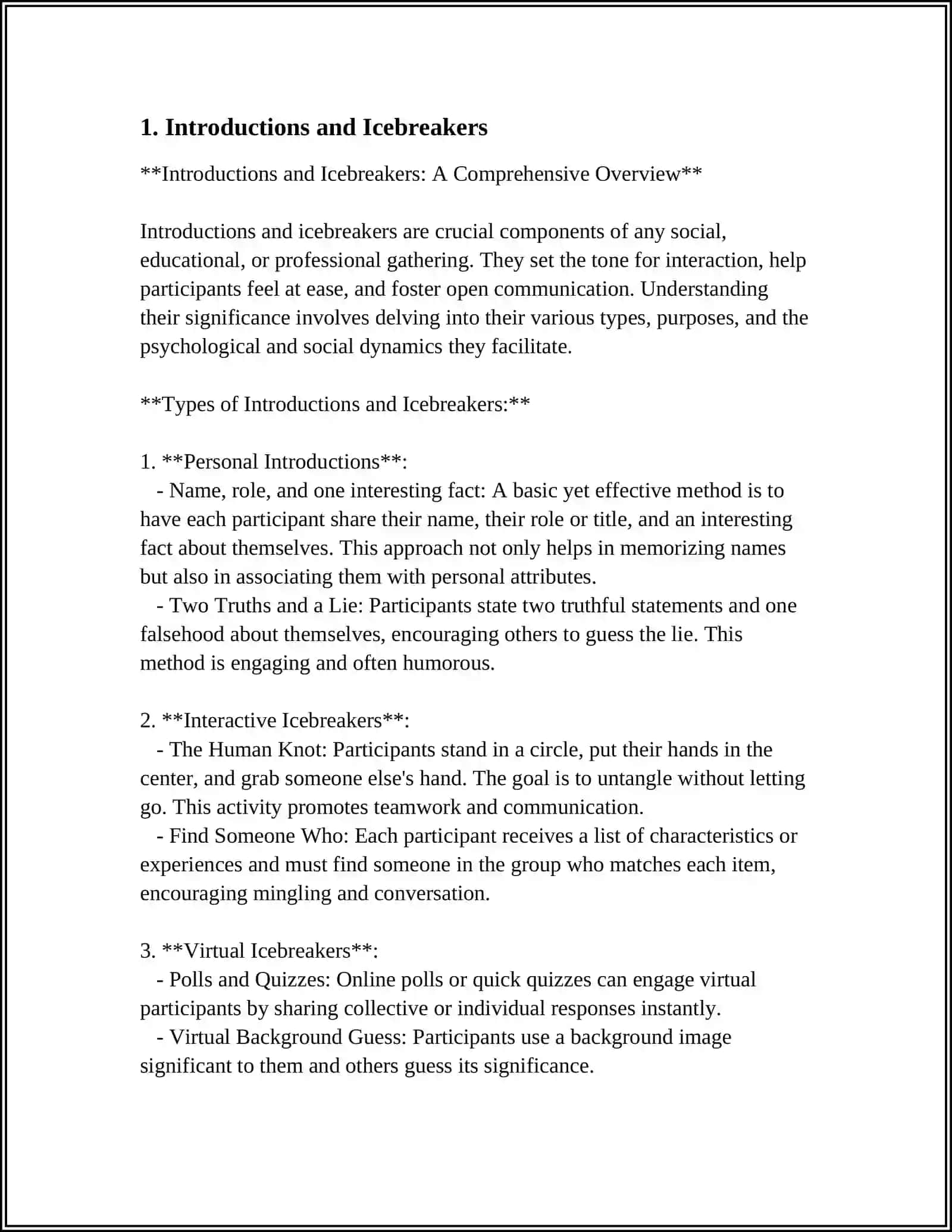 Introductions and Icebreakers: A Comprehensive Overview 3