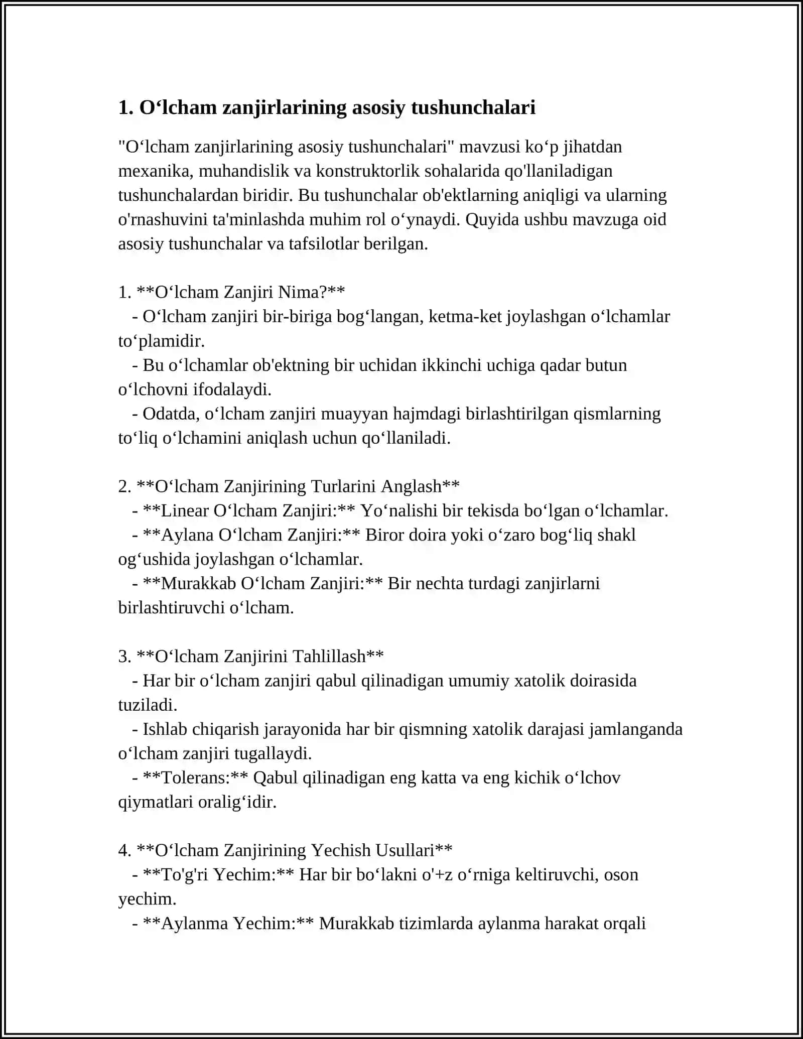 OʻLCHAM ZANJIRLARI TURLARI VA MASHINASOZLIKDAGI AHAMIYATI 3