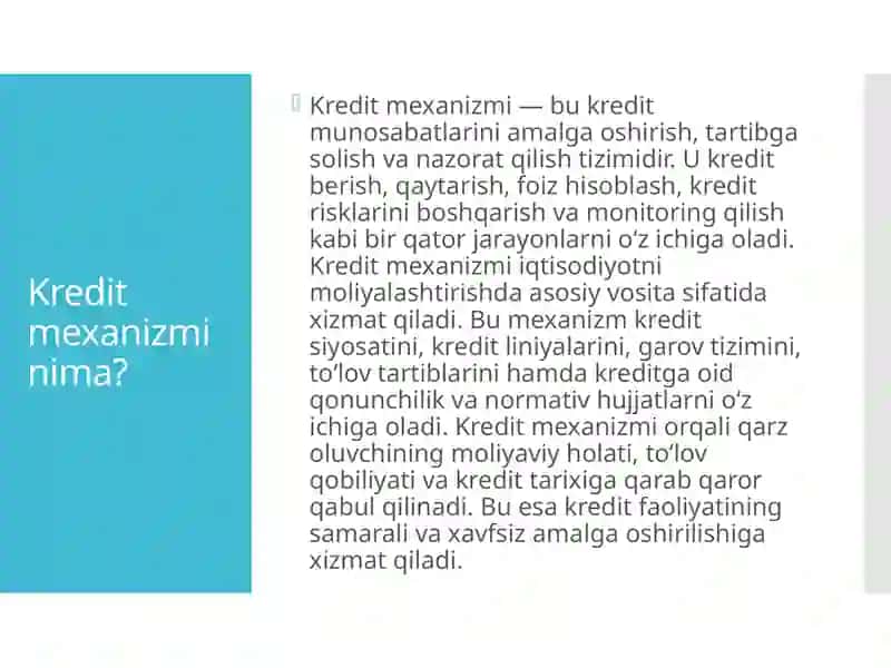 Kredit mexanizimi va uning elementlari 3