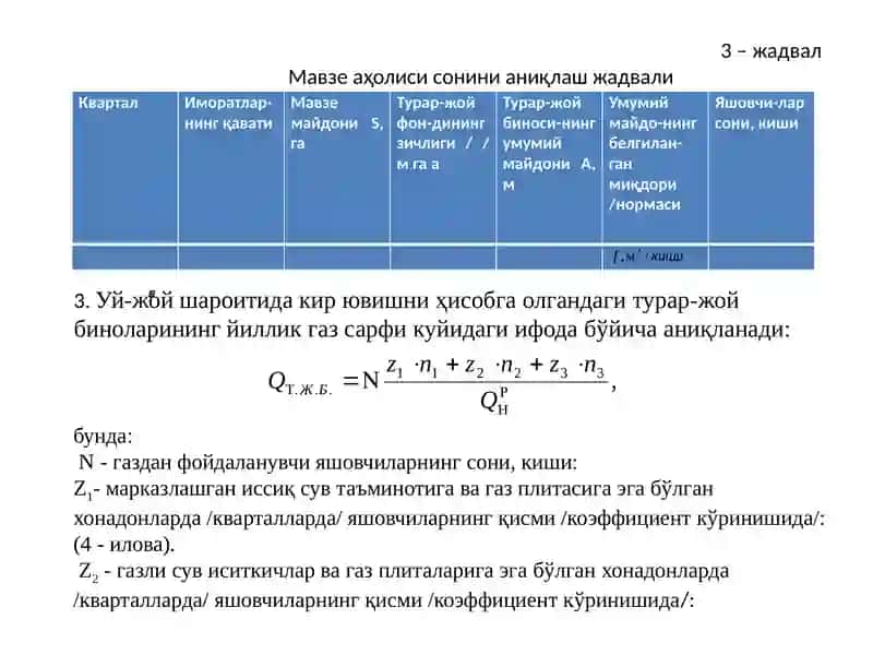 Турар-жой мавзеларини ҳисоблаш хисоби 3