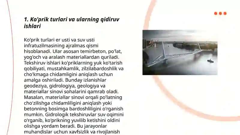 Ko'prik turlari va ularning qidiruv ishlari 3