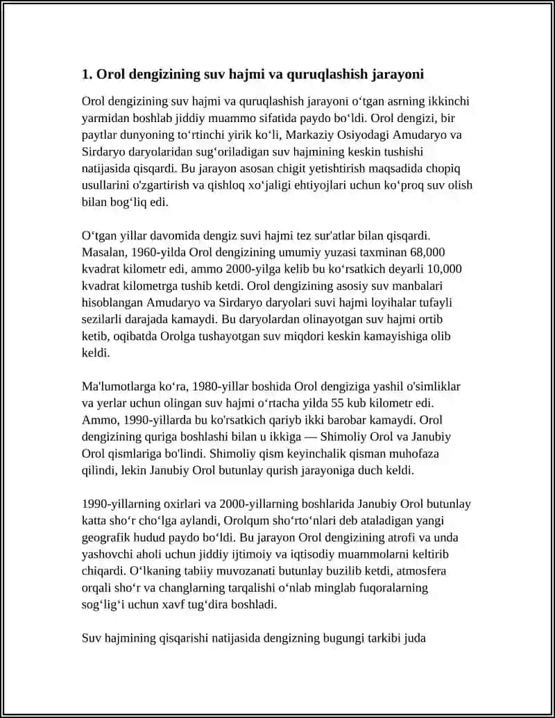 OROL DENGIZINING BUGUNGI HOLATI VA MUAMMOLARI 3