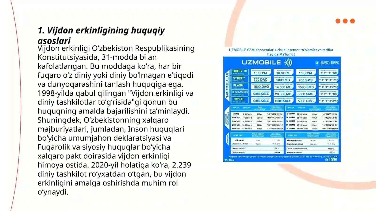 Vijdon va etiqod erkinligining tarifi 3