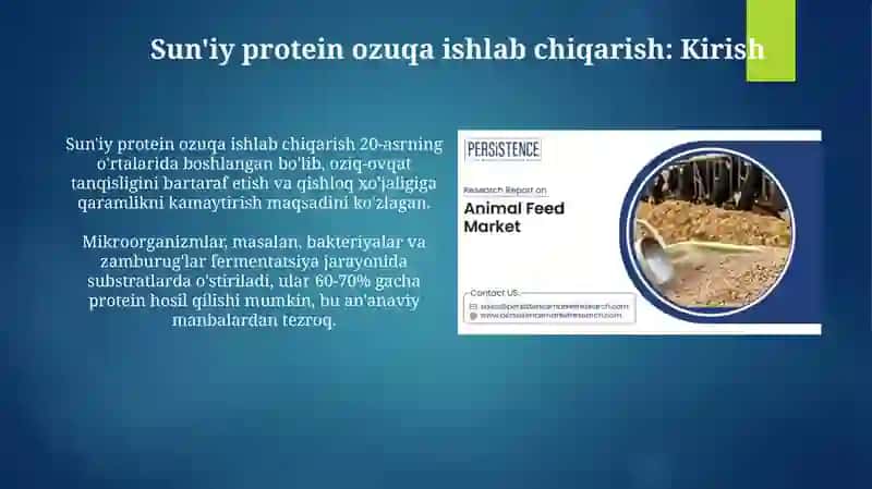 Sun'iy protein ozuqa ishlab chiqarish 3