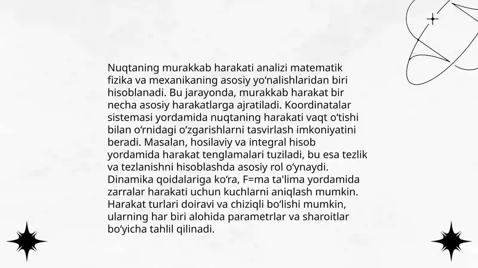 Nuqtaning murakkab harakatini tahlil 3