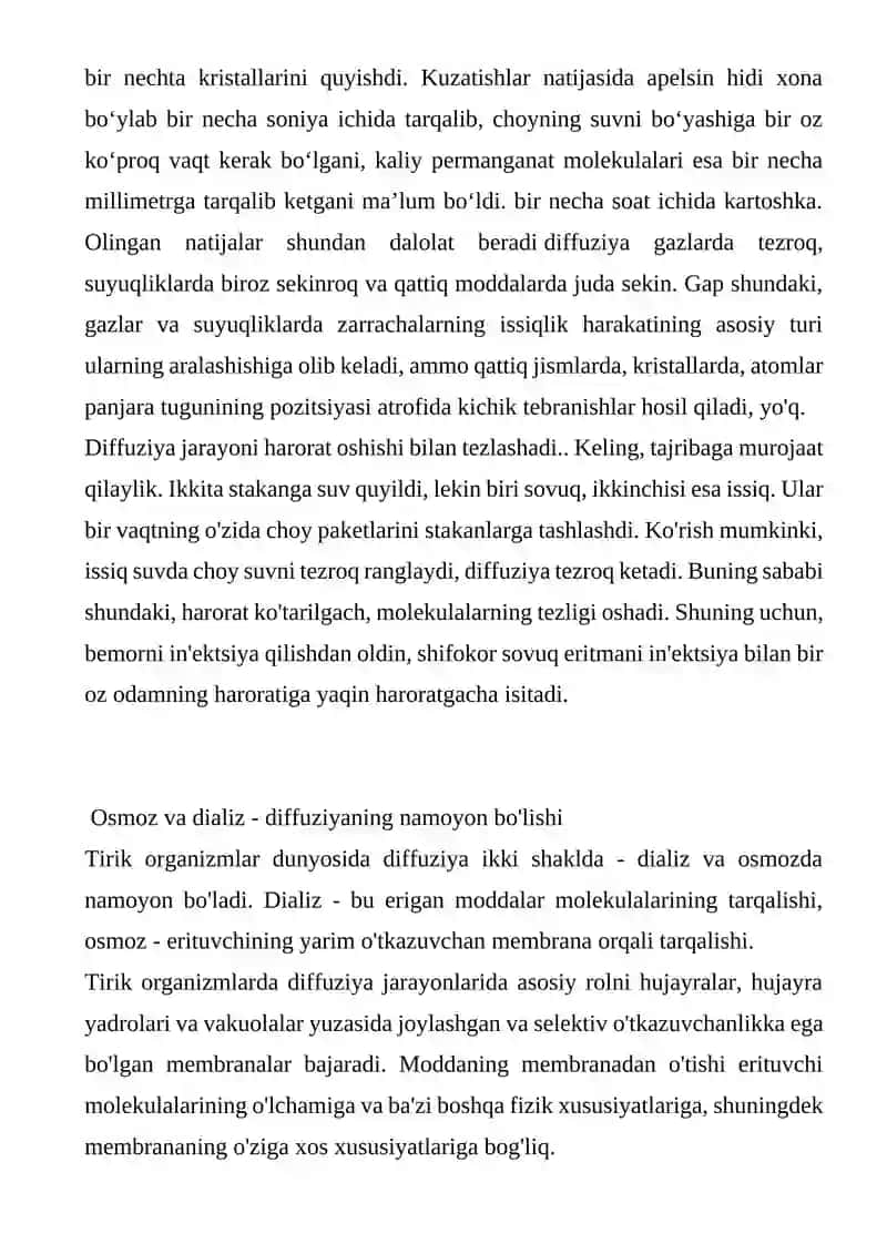 Diffuziya hodisalari. 3