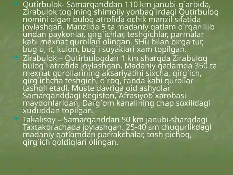 OʻrtaOsiyodagi eneolit davri ibtidoi manzilgohlari 3