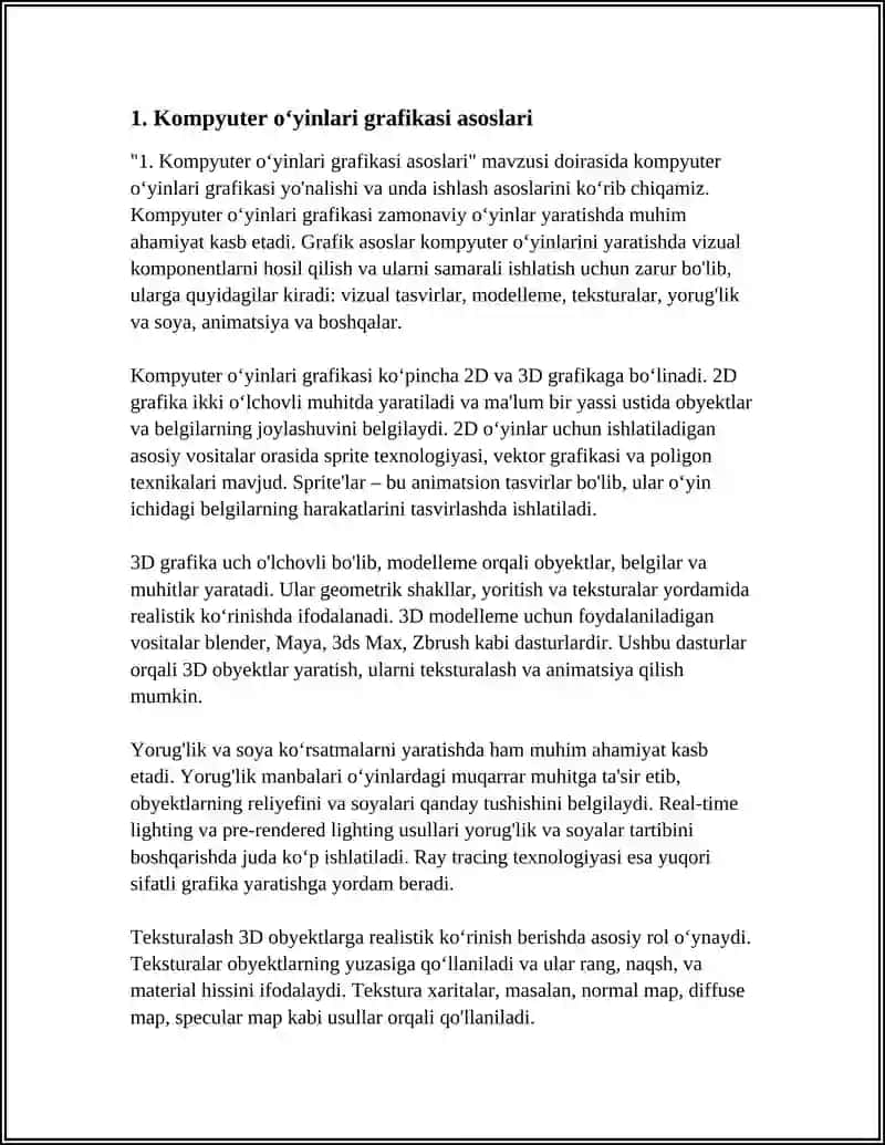 Kompyuter Oʻyinlari Grafikasi 3