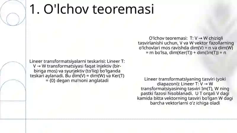 Chiziqli almashtirishlarning aksi va obrasi 3
