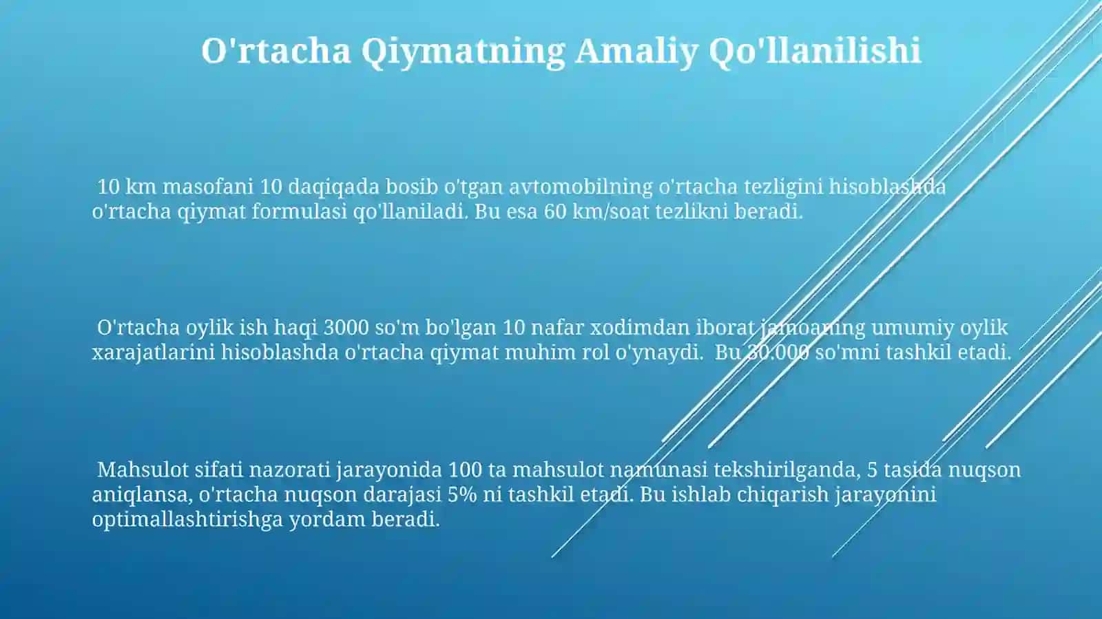 O‘rtacha Qiymat Tushunchasi 3