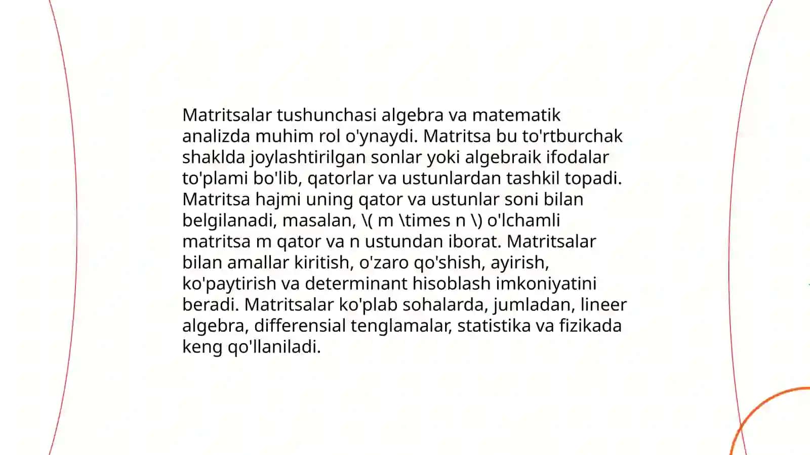 Matritsalarni tashkil etish slayd 3