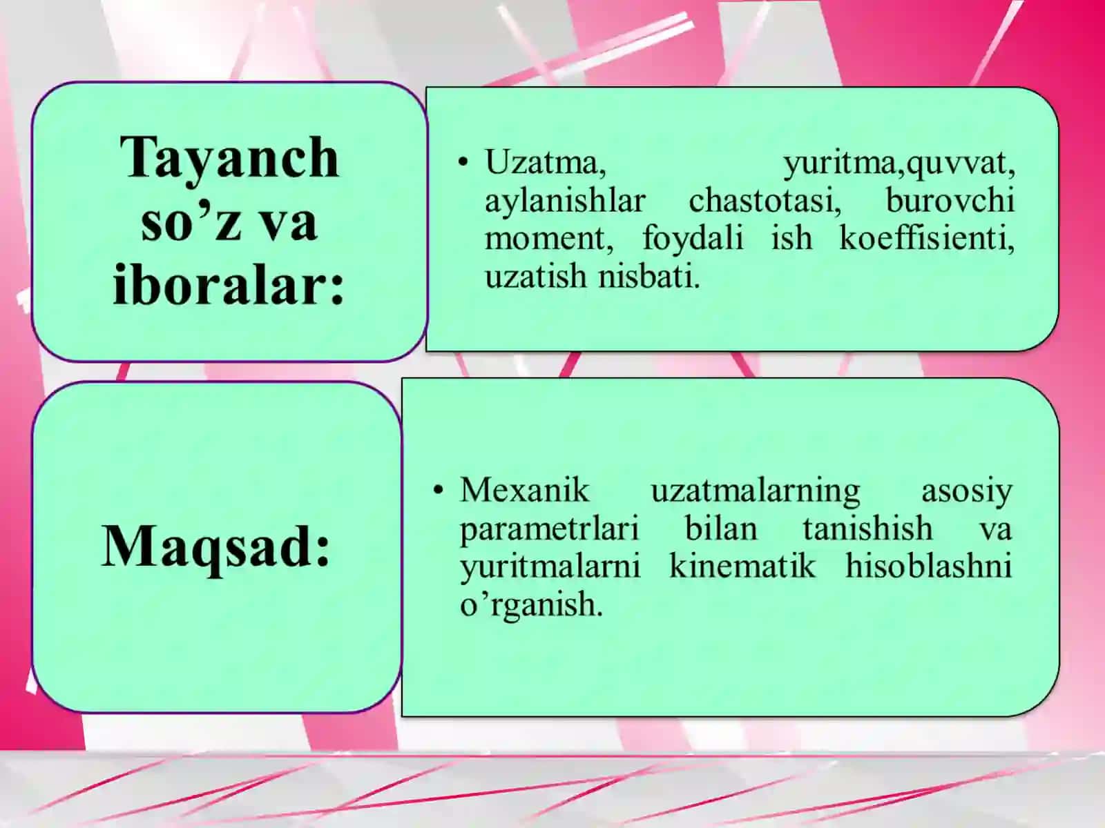 Yuritmalarni kinematik hisoblash 3