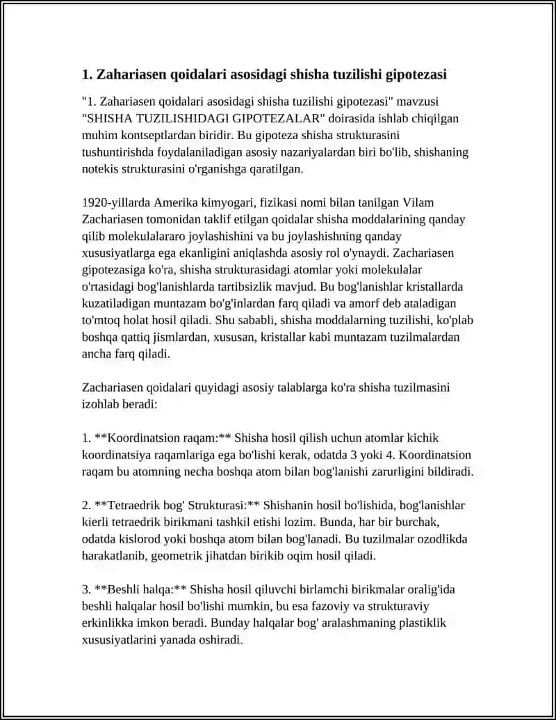 SHISHA TUZILISHIDAGI GIPOTEZALAR 3