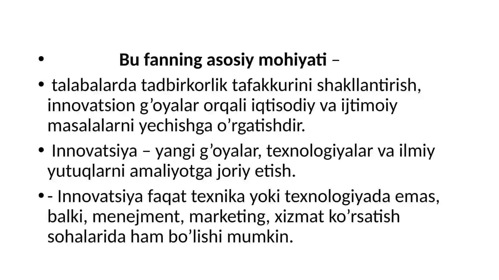Tadbirkorlik va innovatsiyalar 3