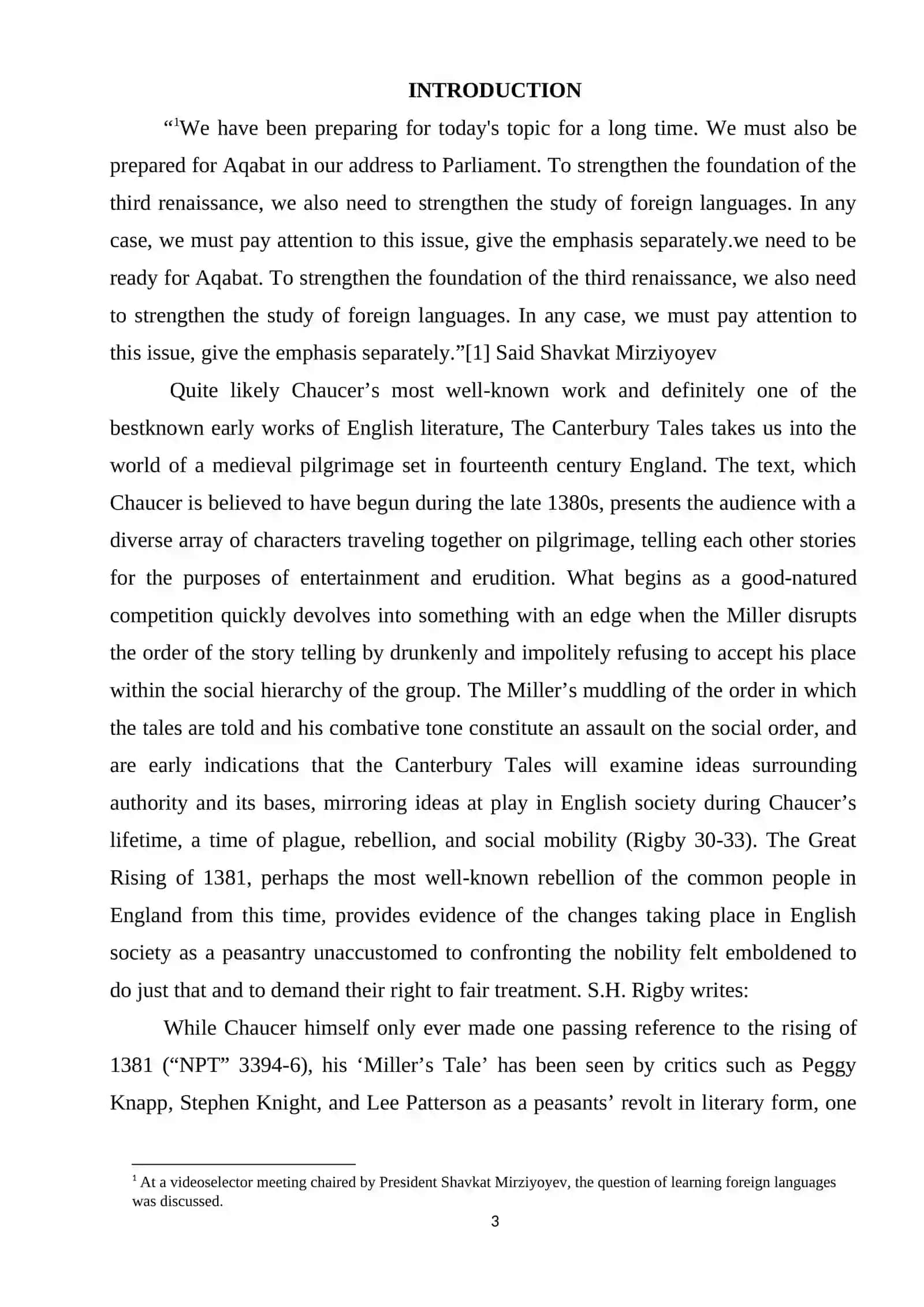 A SYSTEMATIC STUDY OF CHAUCER'S MILLER'S TALE 3