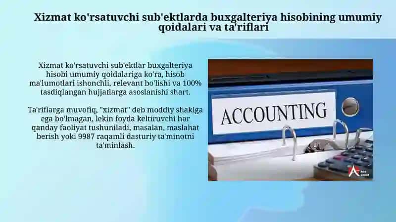 Servis Xizmatlarini Ko'rsatuvchi Subektlarda Buxgalteriya Hisobi 3
