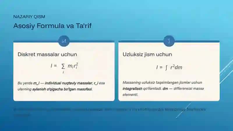 Inersiya momenti: Tushuncha va Ahamiyati 3