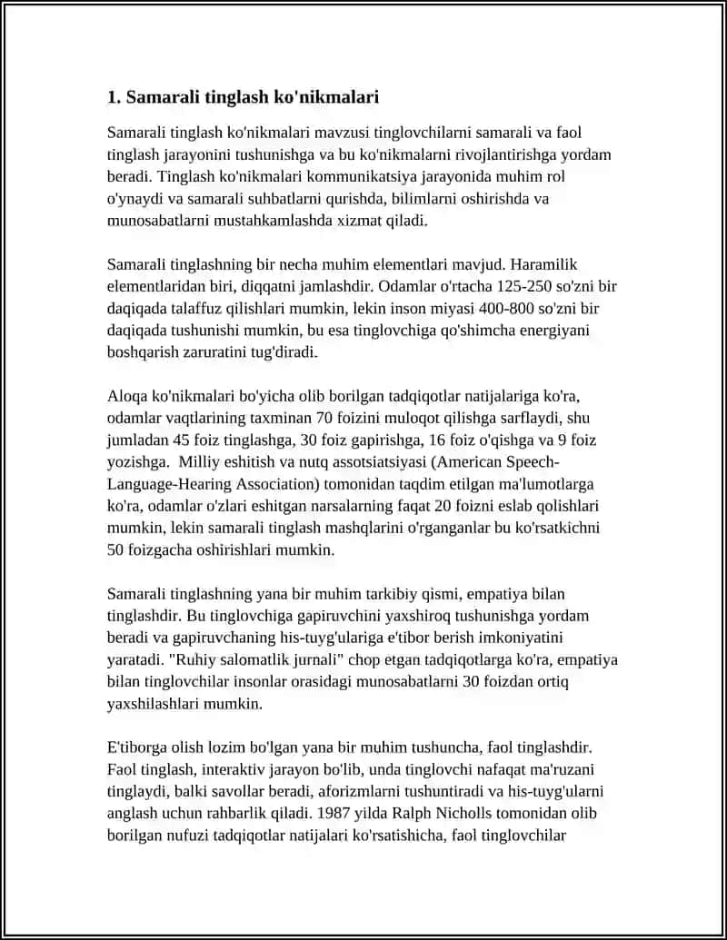 Samarali tinglash ko'nikmalari 3