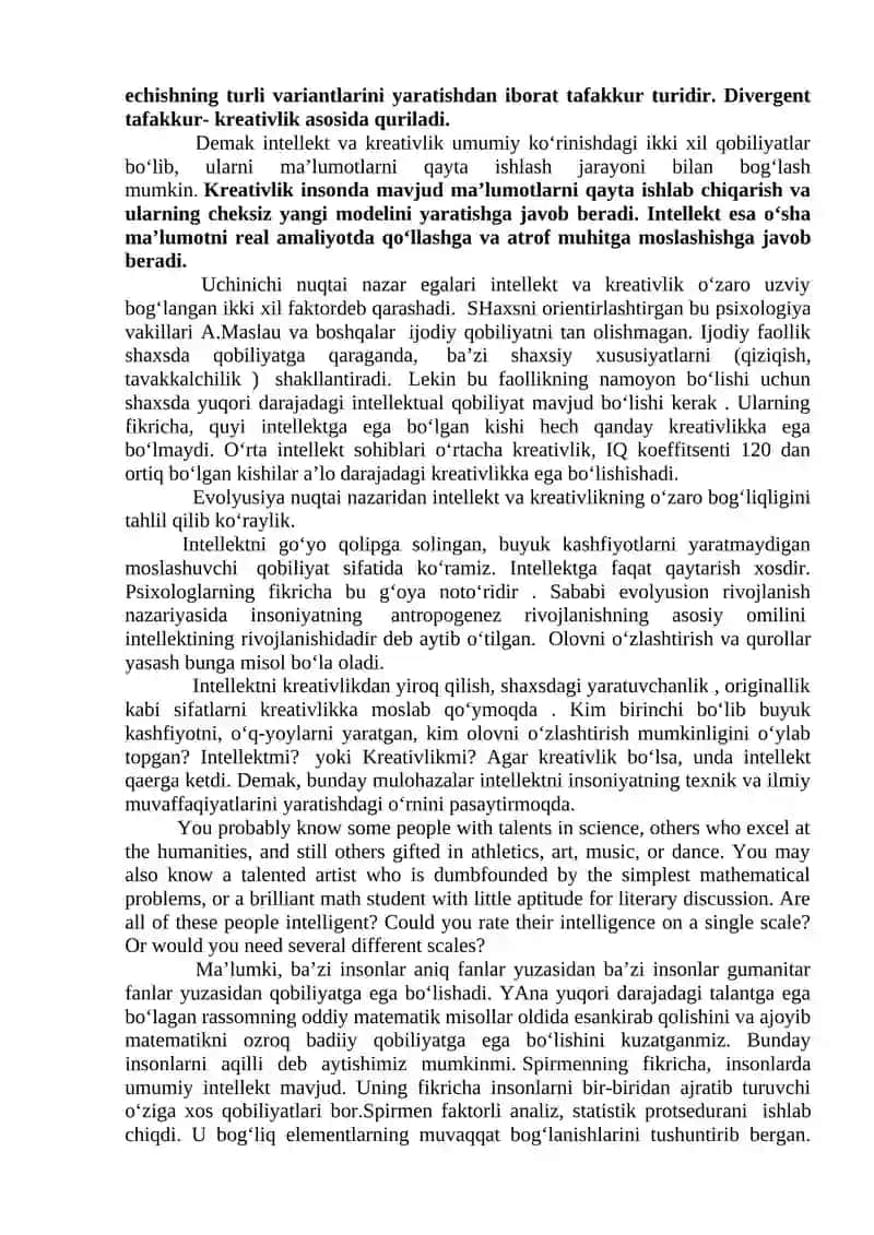 Intellekt va kreativlik nazariyasi 3