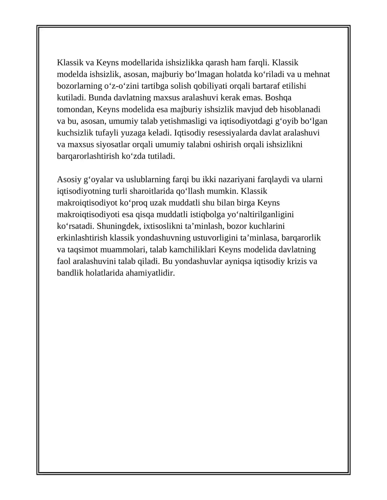 ASOSIY MAKROIQTISODIY MODELLARNING QIYOSIY TAHLILI 3
