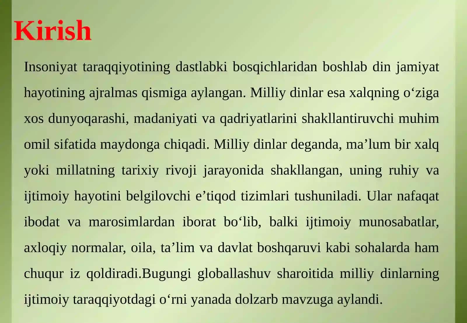 Milliy dinlarning ijtimoiyt taraqqiyotdagi tutgan o‘rni 3