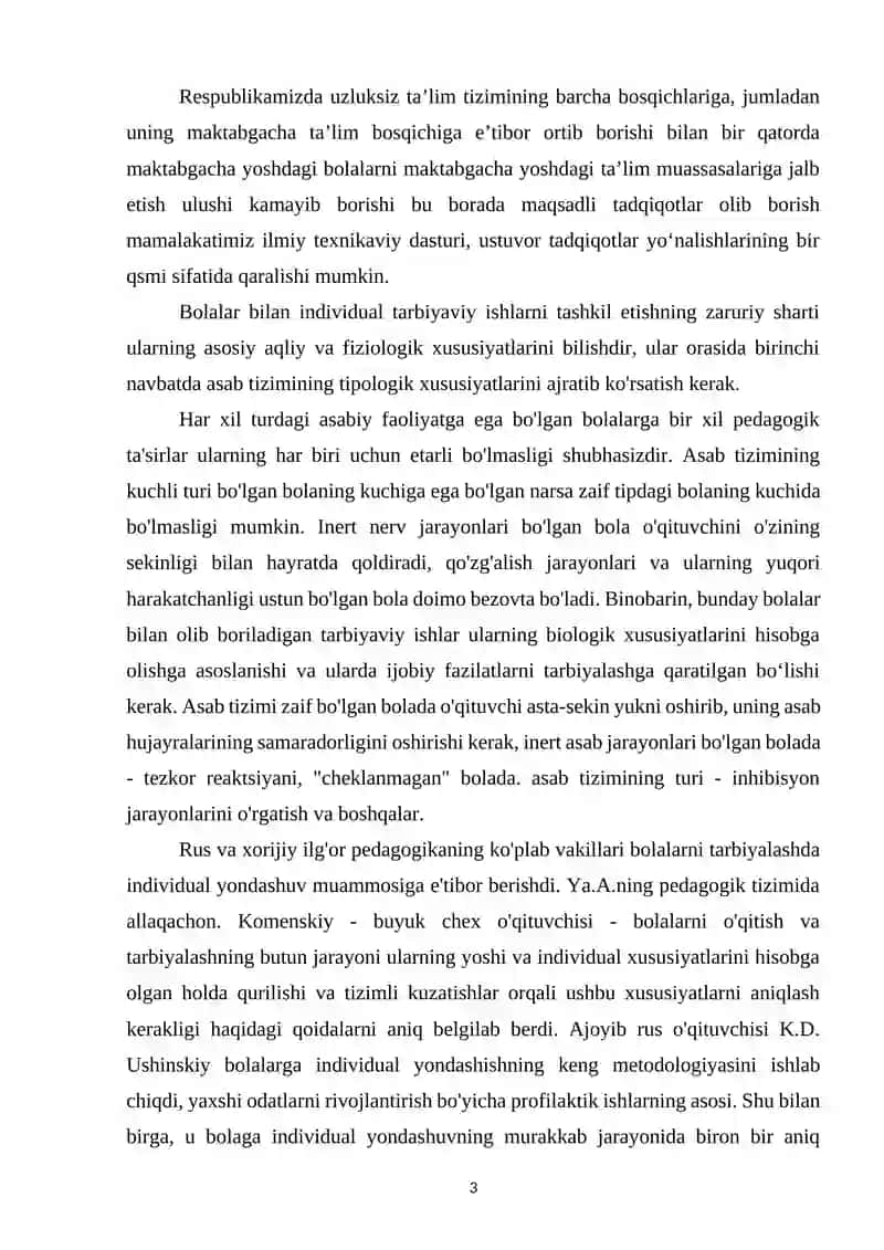 "Tarbiyada Individual Yondashishning Psixologik Asoslari" Kurs Ishi 3