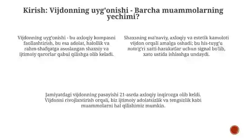 Vijdon, Ma'naviy-ahloqiy-estetik kamoloti 3