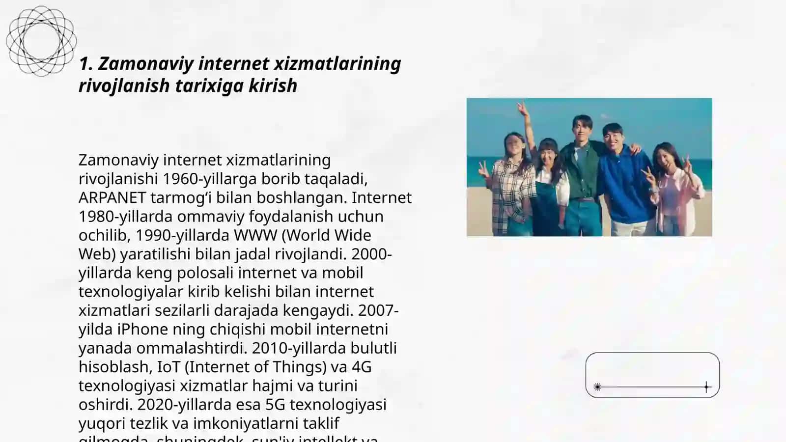 Internetning zamonaviy xizmatlari va rivojlanish tarixi 3