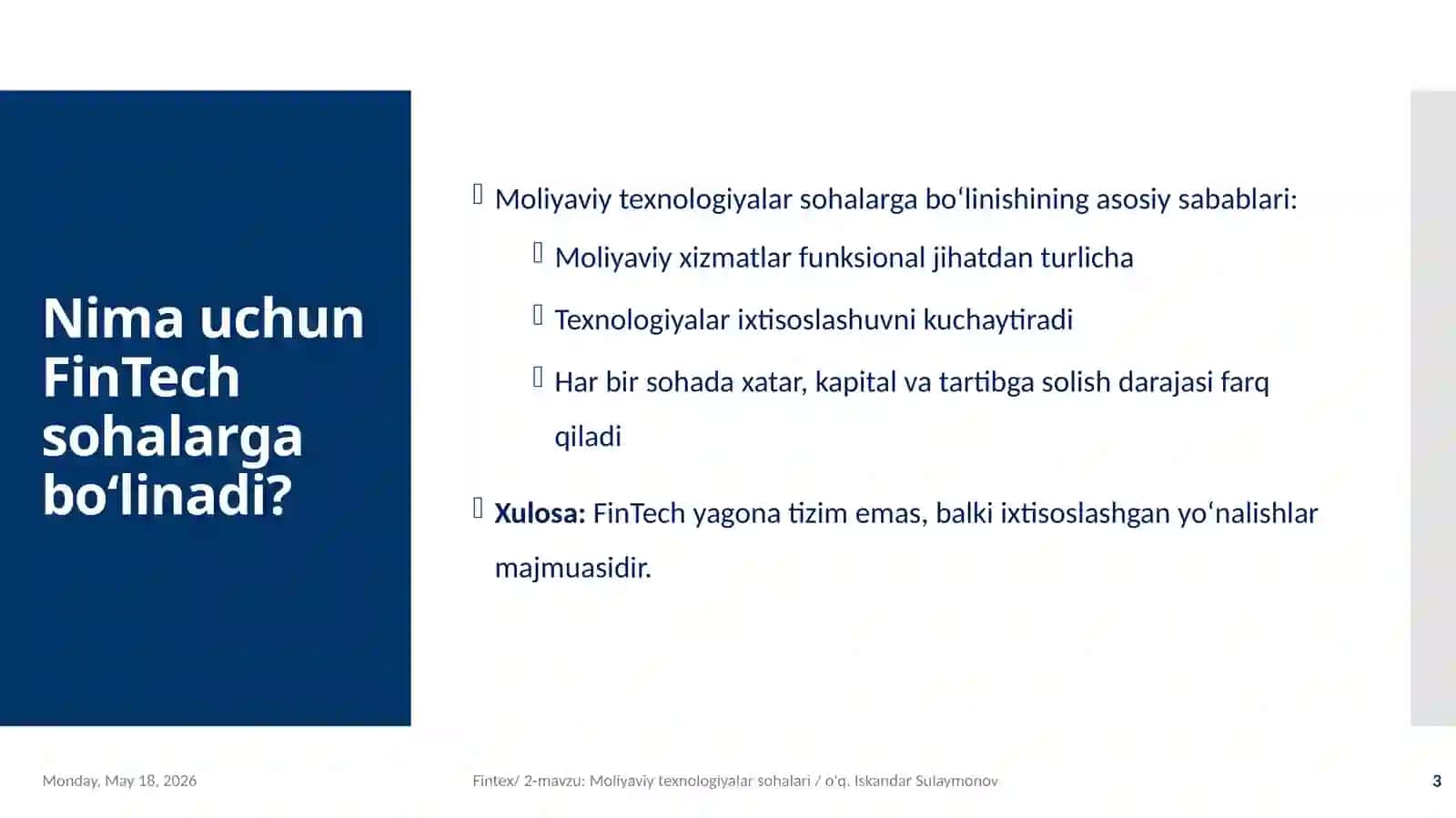 Moliyaviy texnologiyalar yo‘nalishlari 3