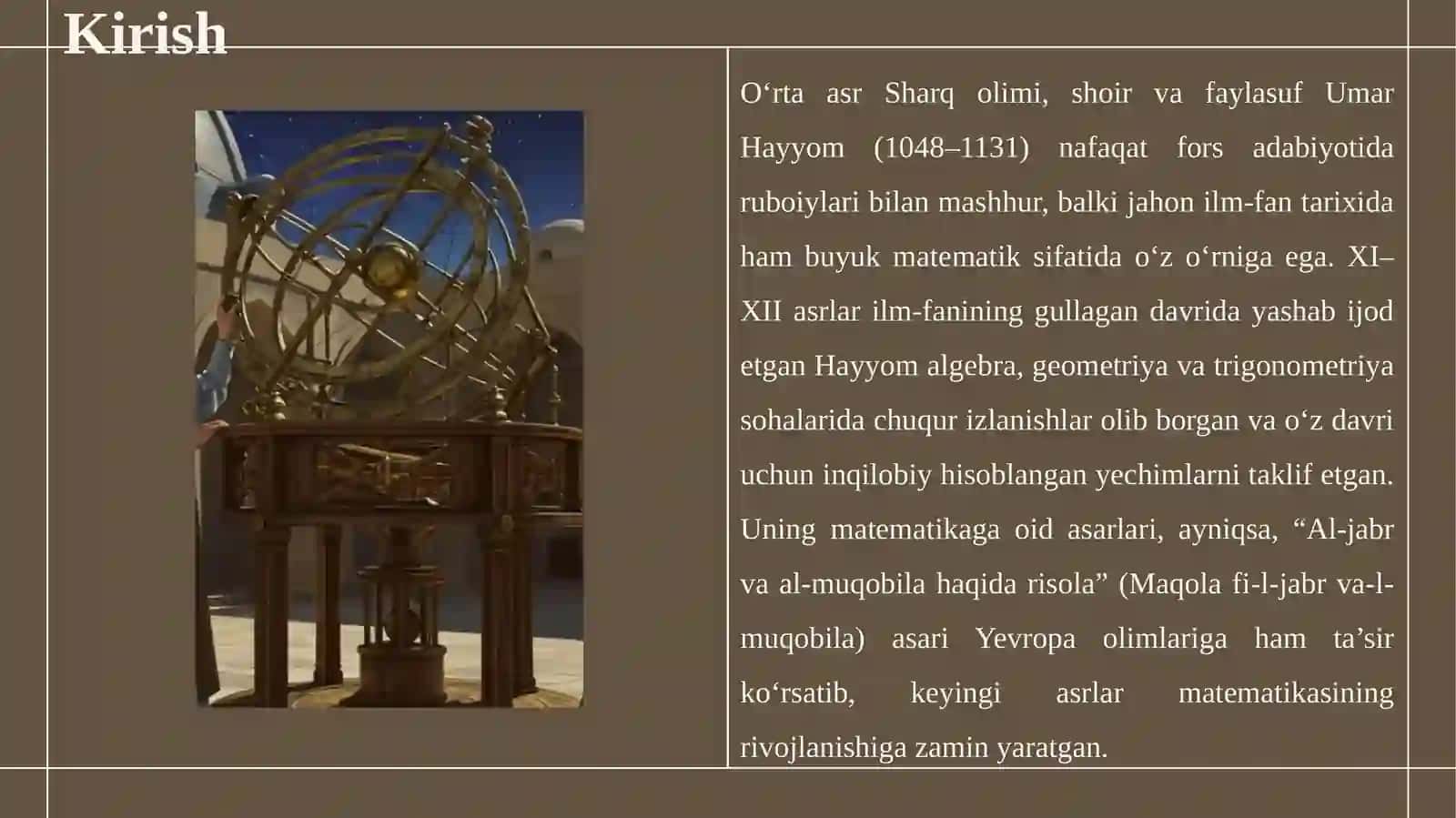 Umar Hayyomning matematikaga oid asarlari va ularning ahamiyati 3