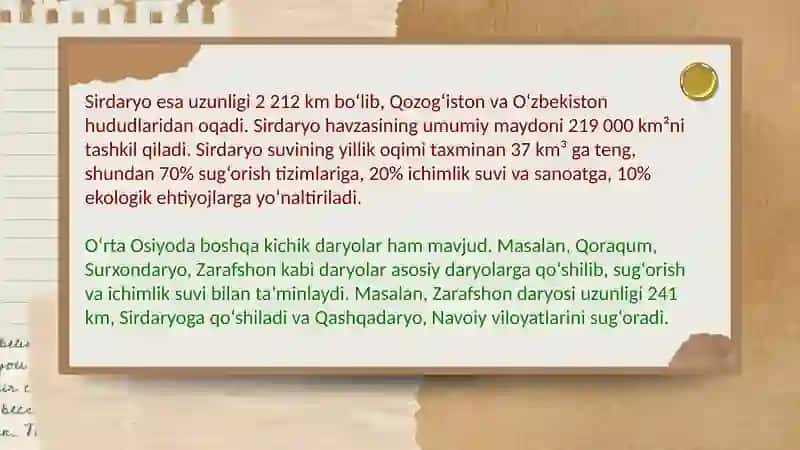 O‘rta Osiyo daryolari, ko‘llari, muzliklari va suv omborlari 3