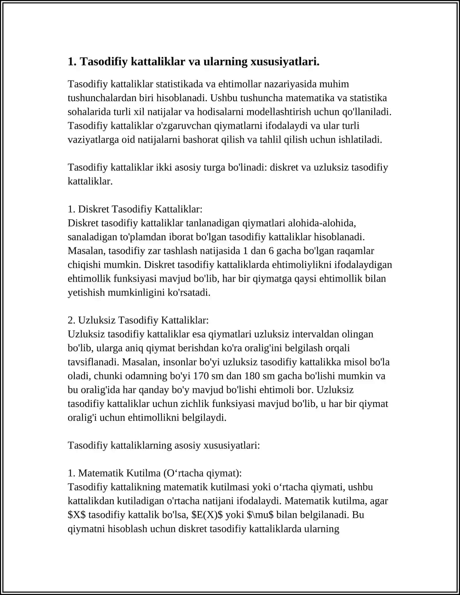 TIBBIY-BIOLOGIK MASALA MISOLIDA MATEMATIK STATISTIKA ELEMENTLARI 3