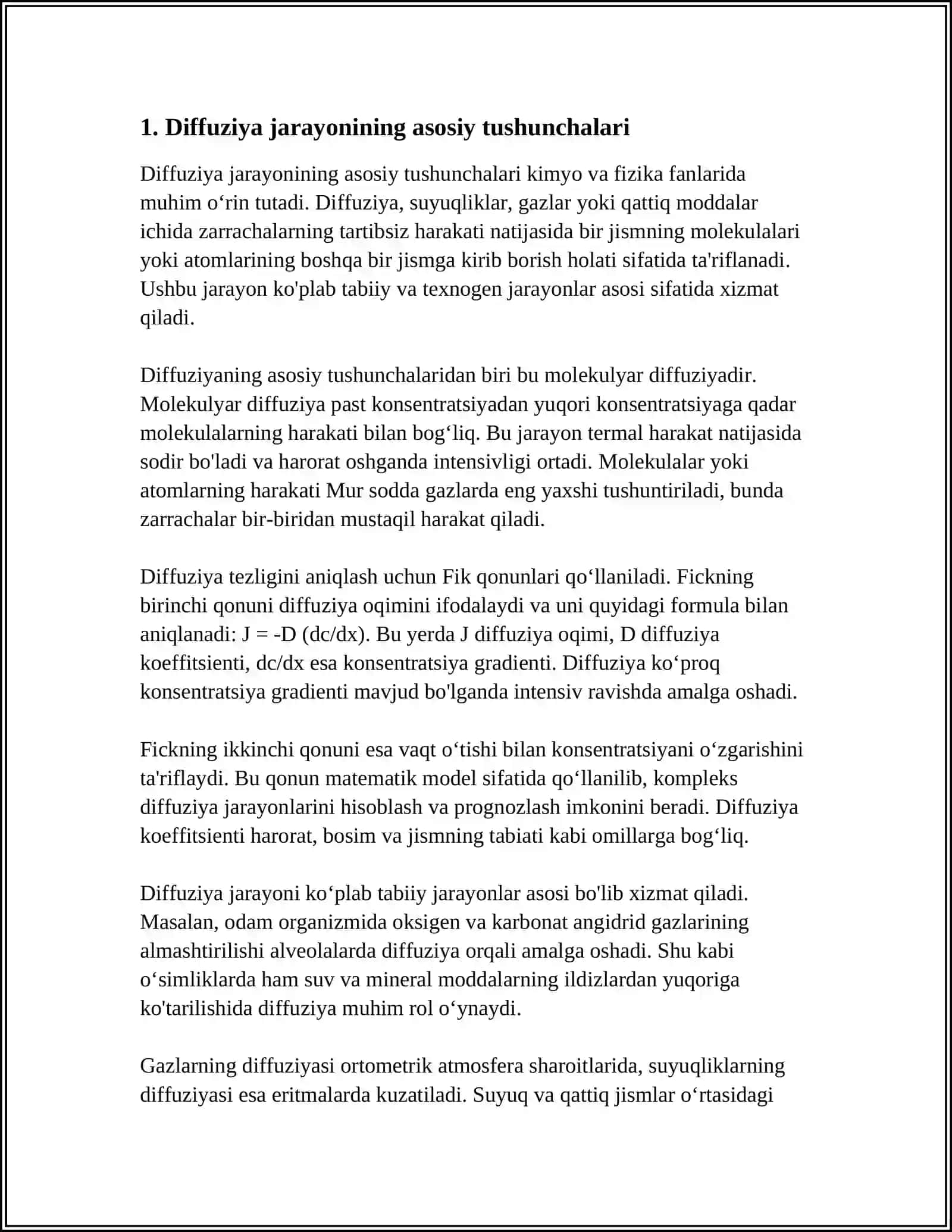 DIFFUZYA JARAYONLARING TEXNOLOGYADAGI AHAMYATI 3
