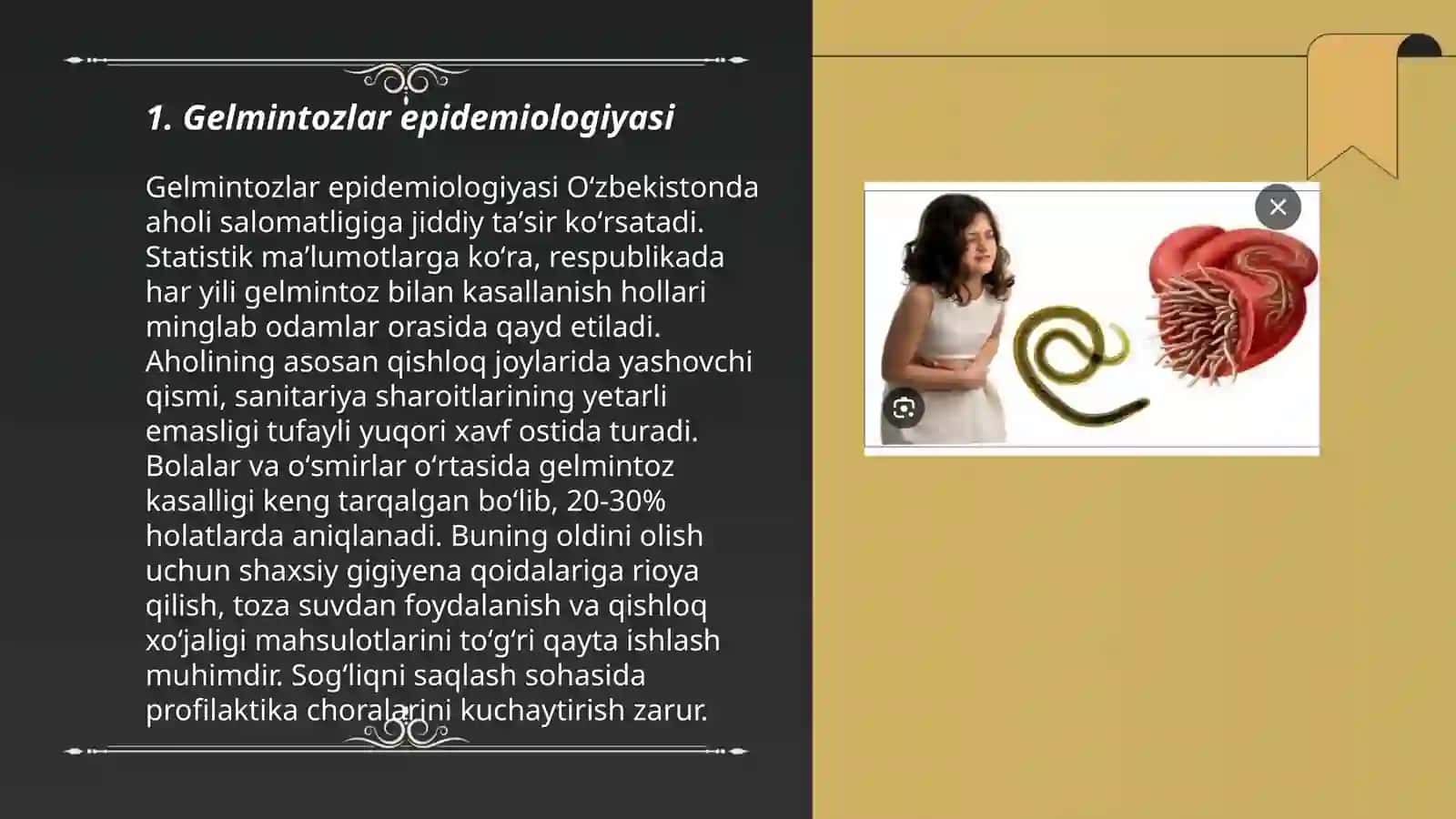 Gelmintozlar epidemik o'chog'ida epidemik chora tadbirlar 3