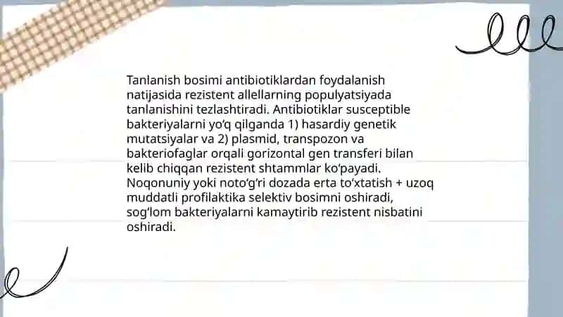 Kimyoterapevtik preparatlar va antibiotiklarga bakteriyalarning chidamli shtammlarining shakllanish mexanizmi 3