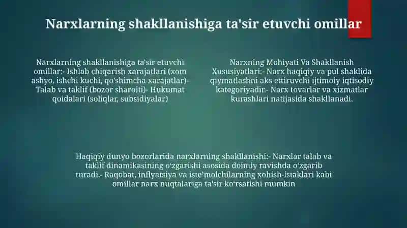 Narxning Mohiyati Va Shakllanish Xususiyatlari 3