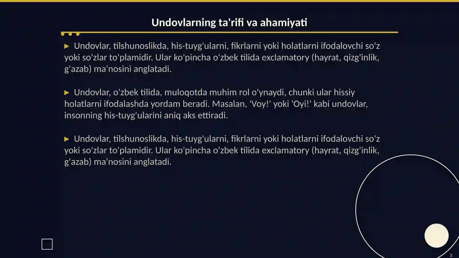 Undovlar, ularning turlari va grammatik xususiyatlari 3