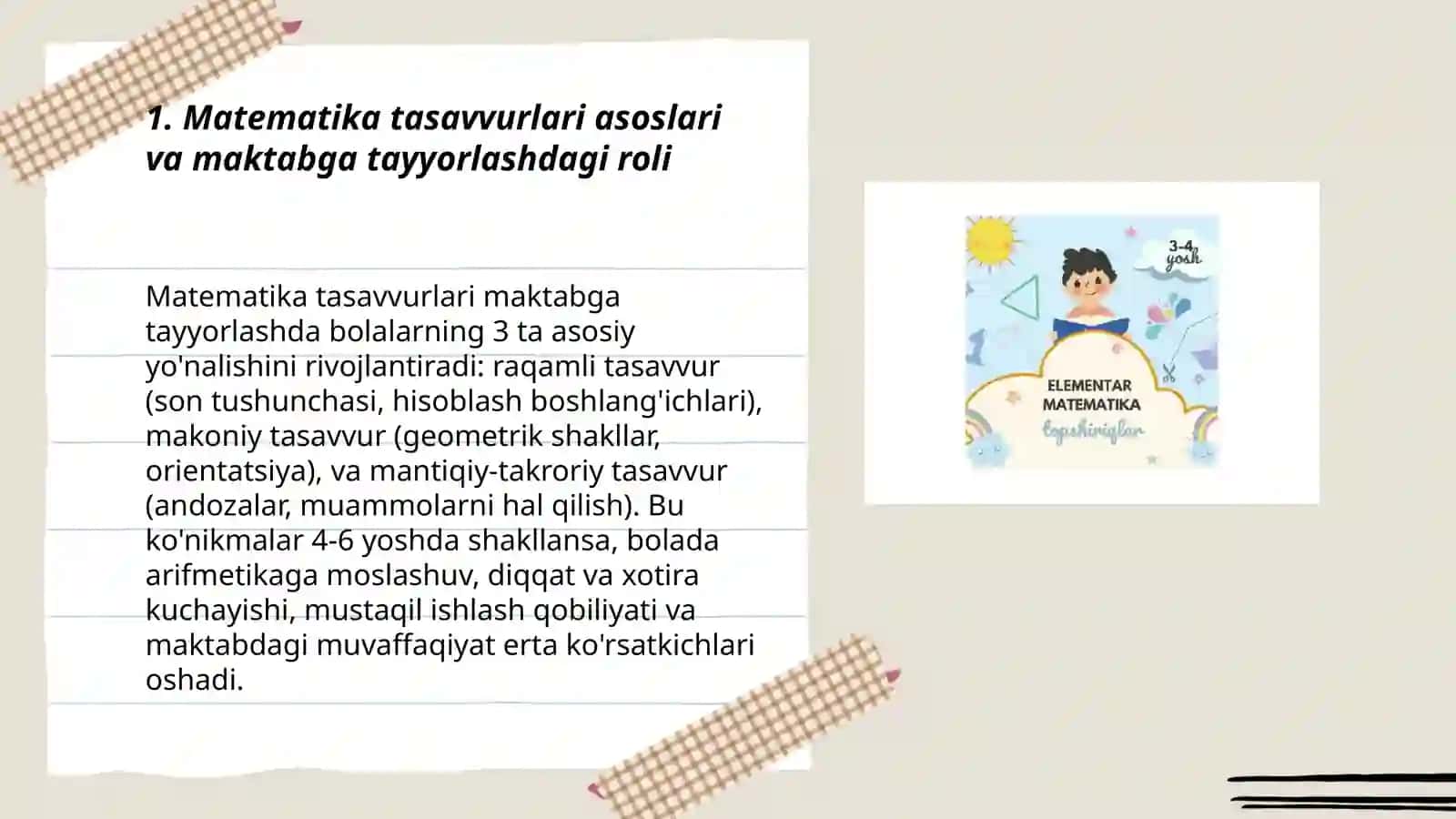 Elementlar matematik tasavvurlari 3